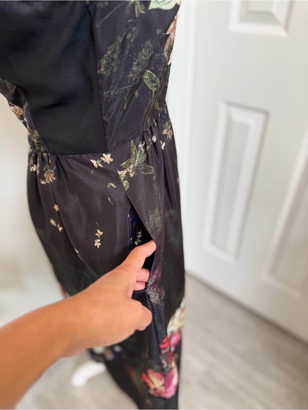 Whimsical Romantic Womens Dress 4 Black Floral Midi Fairy Wedding Guest MAIA - Picture 6 of 15